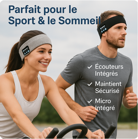 Bandeau Bluetooth avec Écouteurs – Casque Stéréo pour Sommeil & Sport, Micro Intégré