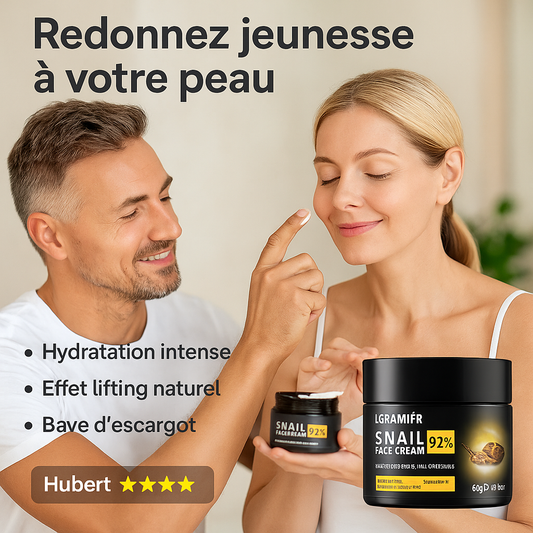 Crème Visage Anti-Rides à la Bave d’Escargot – Collagène & Hydratation Profonde – OUHOE 30ml