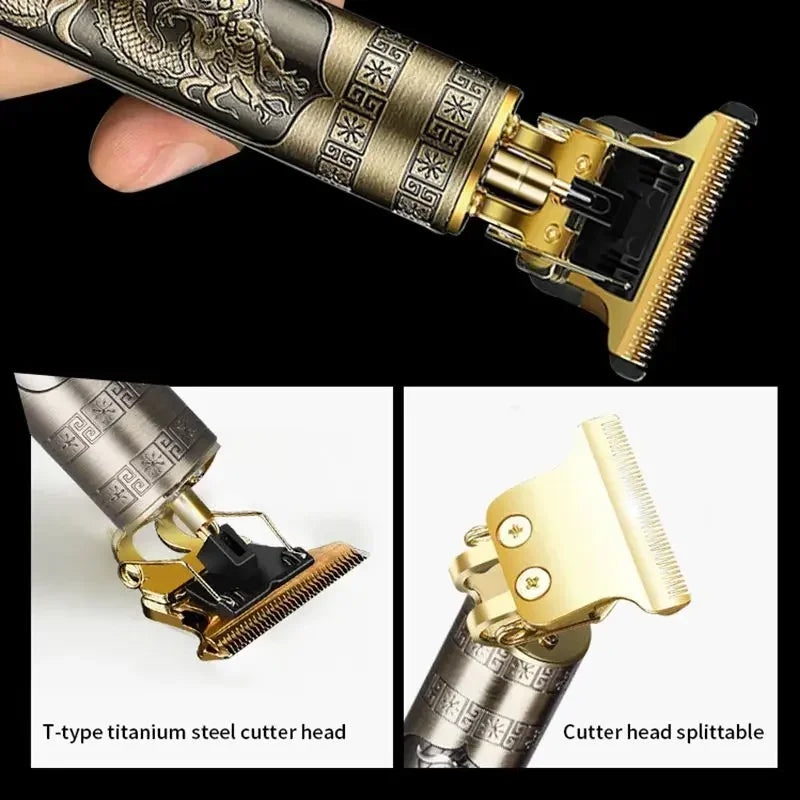 Tondeuse T9 Vintage – Électrique, Rechargeable & Professionnelle pour Homme & Barbier